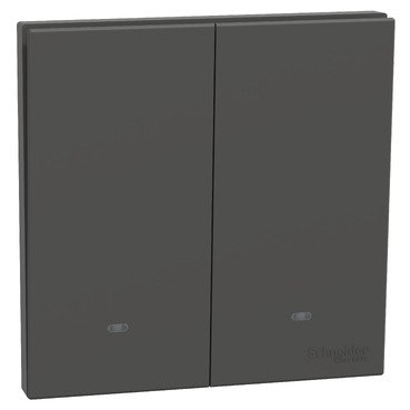 Momentary switch, AvatarOn C, 10A 250V, 2 gang, with fluorescent lamp, dark grey (Momentary switch AvatarOn C) is a Schneider Electric product. Designed for reliable performance and long service life. Available across Iraq — contact us for pricing and delivery options.