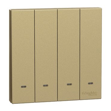 Switch with Fluorescent Locator, AvatarOn C, 1 way, 4 gang, 16AX, 250V, wine gold (Switch with Fluorescent Locator AvatarOn C) is a Schneider Electric product. Designed for reliable performance and long service life. Available across Iraq — contact us for pricing and delivery options.