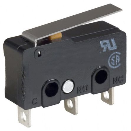 Omron Lever Switch, Solder Terminal, 0.1A, 125 V ac, 30 V dc, SPDT, IP40
