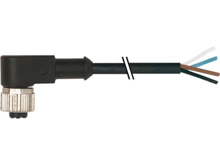 Baumer CAM Cable, 4 Cores, 0.34 mm² CSA, Unscreened, 500 cm, Black Polyurethane Sheath