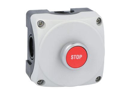 Lovato Flush Control Station Switch - 1 NC, Polycarbonate, Red, STOP, IP66, IP67, IP69K