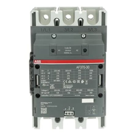 ABB 1SF Block Contactor, 250V ac/dc, 500 V ac/dc Coil, 3-Pole, 200 kW, 3 NO/0 NC