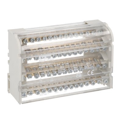 Lovato Distribution Block, 15 Way, 500V, 125A, Light Grey