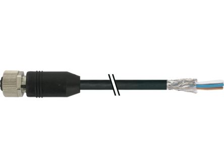 Baumer CAM Cable, 5 Cores, 0.34 mm² CSA, Unscreened, 500 cm, Black Polyurethane Sheath