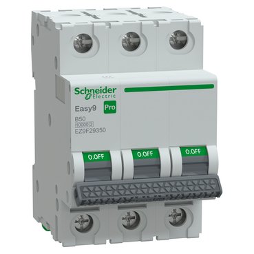 Miniature Circuit Breaker(MCB), Easy9 Pro, 3P, 50A, B curve, 10000A(IEC/EN 60898-1), 10kA(IEC/EN 60947-2) (Miniature Circuit Breaker(MCB) Easy9 Pro) is a Schneider Electric product. Designed for reliable performance and long service life. Available across Iraq — contact us for pricing and delivery options.