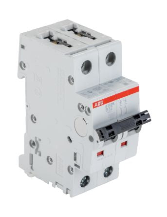 ABB System Pro M Compact S200M Miniature Circuit Breaker, 2-Pole, 32A, Type B, 440V ac AC, 125 V dc DC, 10 kA Breaking