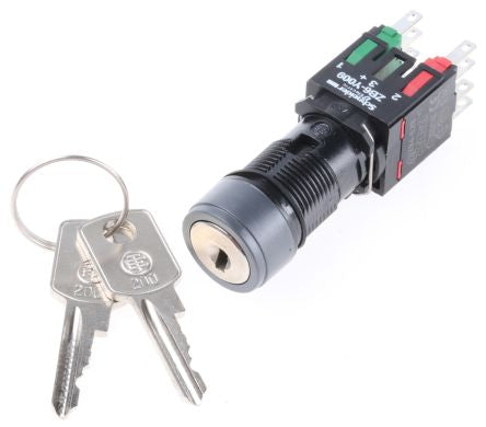 Schneider Electric IP65 Key Switch, 1 NO/1 NC 2-Way 200-Key