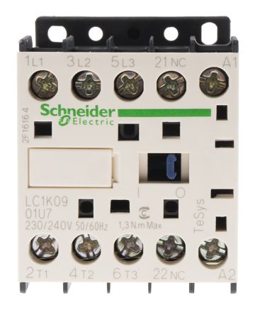 Schneider Electric TeSys K Contactor, 230V ac Coil, 3-Pole, 9 A, 4 kW 240V, 3 NO, 690V ac