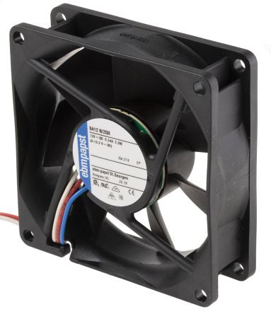 ebm-papst 8400 N Series Axial Fan, 12V dc, 78 m³/h, 2.2 W, IP68 80 mm 80mm 25 mm
