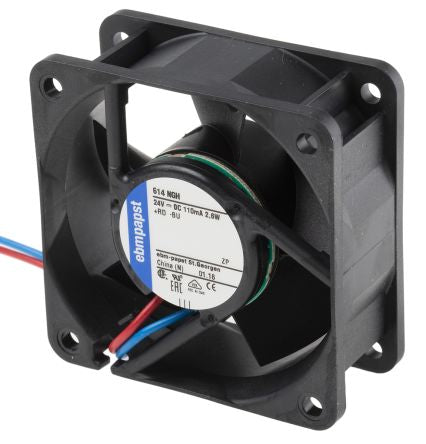 ebm-papst 600 N Series Axial Fan, 24V dc, 43 m³/h, 2.5 W 60 mm 60mm 25.4 mm