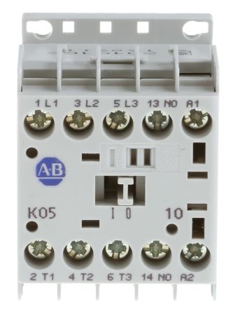 Allen Bradley 100K Contactor, 24V Coil, 3-Pole, 5 A, 2.2 kW 24V, 3 NO, 690V ac