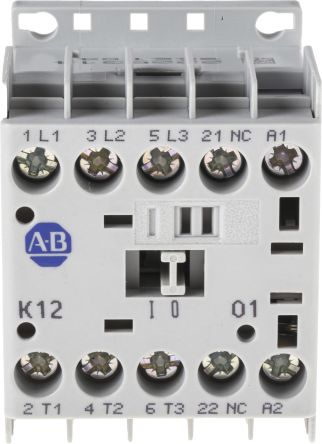 Allen Bradley 100K Contactor, 24V dc Coil, 3-Pole, 12 A, 5.5 kW 24V dc, 3 NO, 690V ac