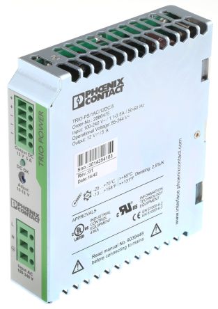 Phoenix Contact TRIO POWER Switch Mode Power Supply DIN Rail Power Supply 264V ac AC Input 18V dc, 5 A Output DC 60 W
