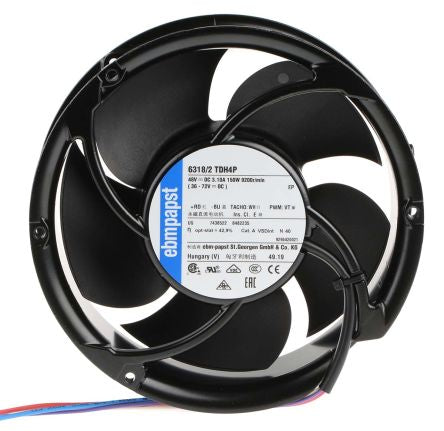 ebm-papst 6300 TD - S-Force Series Axial Fan, 48V dc, 950 m³/h, 150 W, IP54 171.5 mm 171.5mm 51 mm