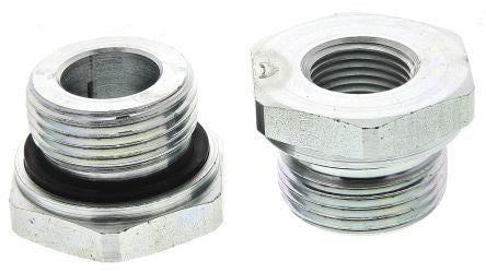 Parker RI1EDX1/2CF Hydraulic Straight Threaded Reducer Male/Female G, Stainless Steel, Steel, 1 in Hose ID