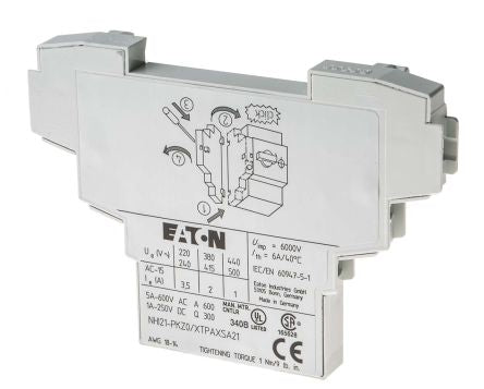 Eaton Auxiliary Contact, 3 Contact, 2 NO/1 NC, PKZ0, Top, 3.5 A, 500V ac, 072894 NHI21-PKZ0