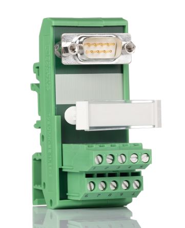 Phoenix Contact FLKM-D9 SUB/S Series 9-Contact Male Interface Module, D-Sub Connector, DIN Rail, 2.5A