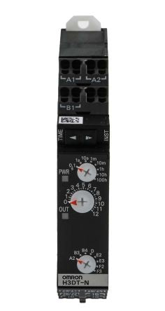 Omron H3DT Series DIN Rail Timer Relay, 4-Contact, 240 V dc 24V ac, 240 V ac, 0.1 s to 100 h, Multifunction-Function,