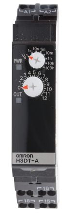 Omron H3DT Series DIN Rail Timer Relay, 2-Contact, 240 V dc 24V ac, 240 V ac, 0.1 s to 1200 h, 1-Function, SPDT Switch