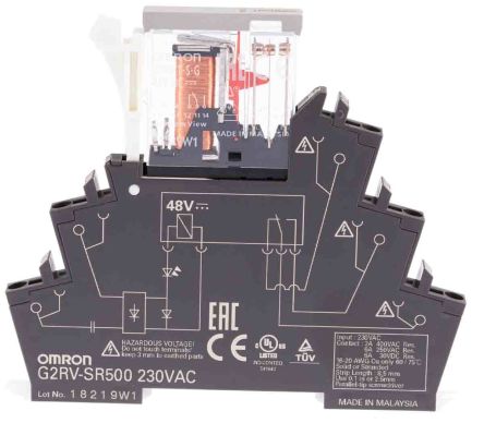 Omron DIN Rail Power Relay, 230V ac Coil, 6A Switching Current, SPDT