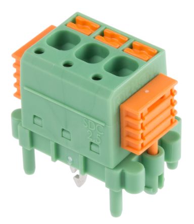 Phoenix Contact SDC 2.5/ 3-PV-5.0-ZB Series Straight PCB Terminal Block, 3 Contact(s), 5 mm Pitch, 1 Row