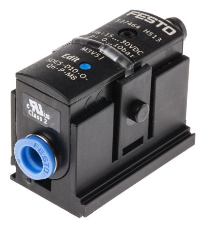 Festo Pressure Sensor, IP40 10 bar 15V dc, 30 V dc 50 °C