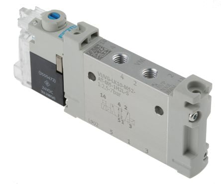 Festo Solenoid Valve - 5/2 Solenoid/Spring Metric VUVG Series 24V dc