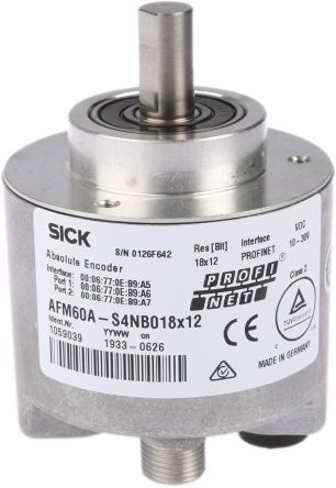 SICK AFM60 Series Absolute Absolute Encoder 30V dc, 262144 ppr ppr, Profinet Signal, Solid Type, 10 mm Shaft