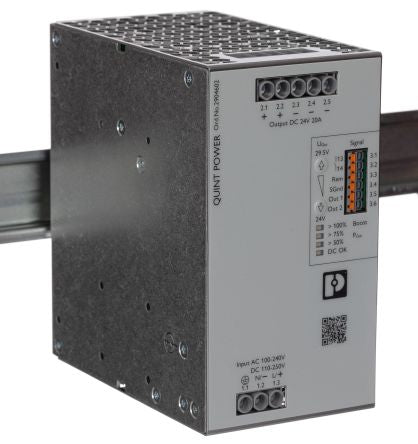 Phoenix Contact QUINT POWER Switched Mode DIN Rail Power Supply 250 V dc, 240V ac AC Input 29.5V dc, 20 A Output DC 480