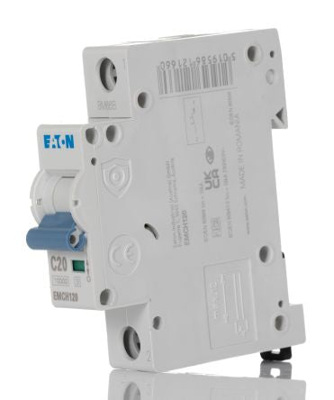 Eaton MEM Shield EMCH Miniature Circuit Breaker, 1-Pole, 20A, Type C, 240V ac AC, 48 V dc DC, 10 kA Breaking Capacity