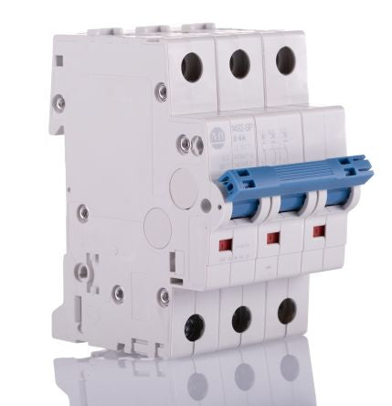 Allen Bradley 1492-SPM 1492-SPM Miniature Circuit Breaker, 3-Pole, 4A, Type B, 480V ac AC, 96 V dc DC, 15 kA Breaking