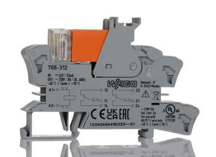 WAGO 788 Series Interface Relay, DIN Rail, 24V dc Coil, DPDT, 19mA