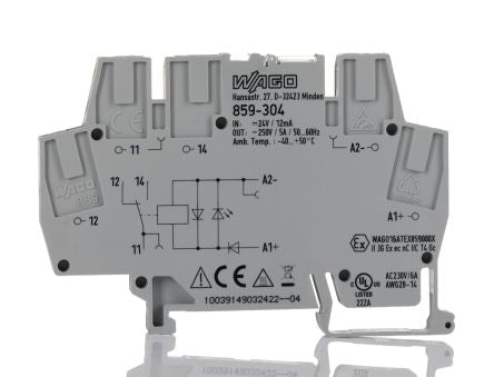 WAGO 859 Series Interface Relay, DIN Rail, 24V dc Coil, SPDT