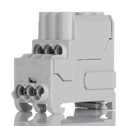Weidmüller Distribution Block, 6 Way, 690V ac/dc, 100A, Grey