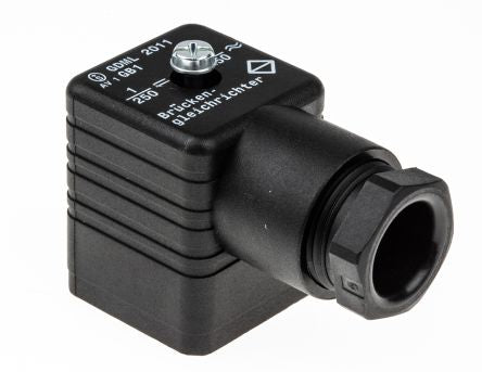 Hirschmann GDML 2+E DIN 43650 A Solenoid Valve Connector Indicator Light, 250V ac/dc Voltage