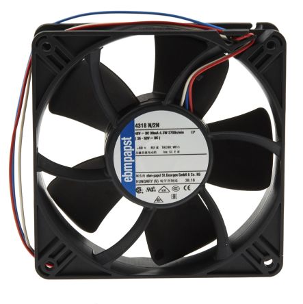 ebm-papst 4300 N - S-Panther Series Axial Fan, 48V dc, 190 m³/h, 4 W, 0.12 A Max, IP68 119 mm 32mm 32 mm