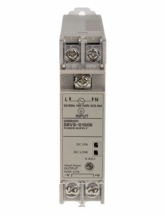 Omron Switching Power Supply, S8VS-01505 5V dc, 2A, 15 W, Input 100V ac to 264V ac