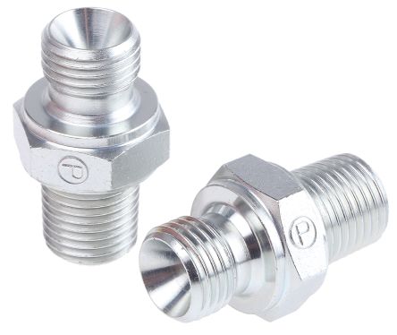 Parker 4-4F3MK4S Hydraulic Straight Threaded Adapter Male R, 60 °, Steel, 0.25 in Hose ID
