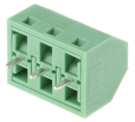Phoenix Contact SMKDSN 1.5/3-5.08 Series 45° Wave Soldering Mount PCB Terminal Block, 3 Contact(s), 5 mm Pitch, 1 Row