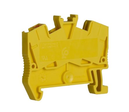 Phoenix Contact 1037084 PTS 2.5 YE Series Feed Through Terminal Block Yellow, 0.14mm², 4 mm², 1-Level, Push-in,
