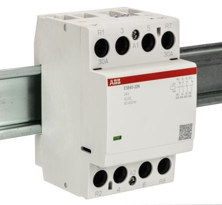 ABB ESB40 Contactor, 24V Coil, 4-Pole, 30 A, 9.2 kW 24V, 2 NO/2 NC, 400V