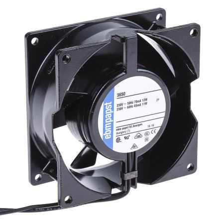 ebm-papst 3000 Series Axial Fan, 230V ac, 75 m³/h, 12 W, 52 mA Max 92 mm, 92mm, 38 mm