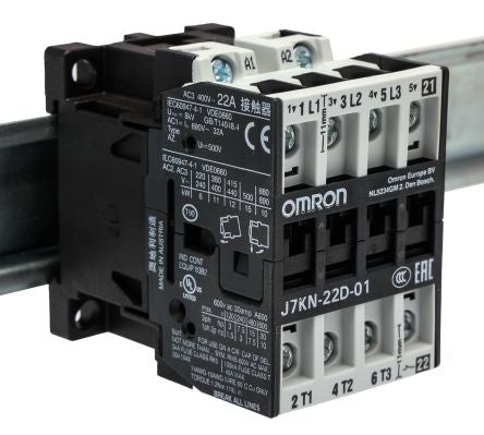 Omron J7KN Contactor, 24V Coil, 3-Pole, 22 A, 12 kW, 1 NC