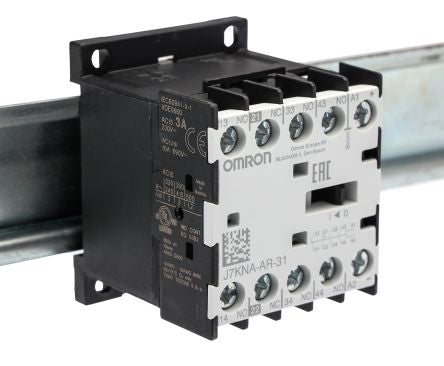 Omron J7KNA-AR Contactor, 24V dc Coil, 4-Pole, 10 A, 2.5 W 24V dc, 3 NO/1 NC
