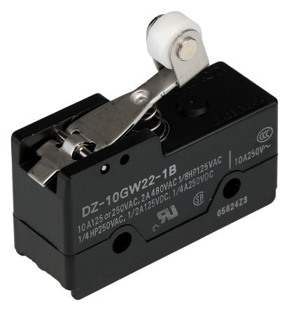 Omron Short Hinge Roller Lever Limit Switch, SPDT, Metal Housing