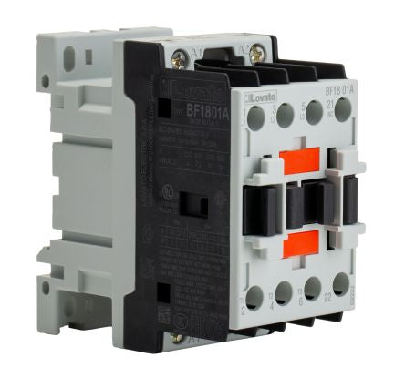 Lovato BF18 Contactor, 400V ac Coil, 3-Pole, 18 A, 10 kW 24V, 1 NC, 400V ac