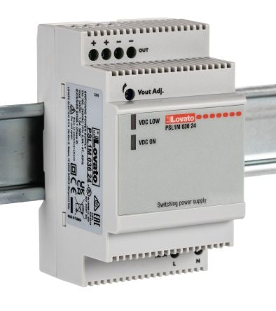 Lovato PSL Switched Mode DIN Rail Power Supply 240V ac AC Input 24V dc, 1.5 A Output DC 36 W