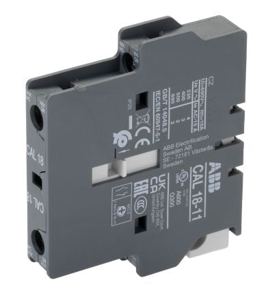 ABB Auxiliary Contact Block, 2 Contact, 1 NO/1 NC, CAL18, Front, 690V, 1SFN010720R1011 CAL18-11