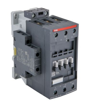 ABB AF Contactor, 100V ac, 250 V ac Coil, 3-Pole, 70 A, 185 kW 250V ac, 4 NO/1 NC