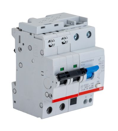 ABB Residual Current Circuit Breaker with Overload Protection, 63A Current Rating, 2-Pole, 30 mA Trip Sensitivity, Type